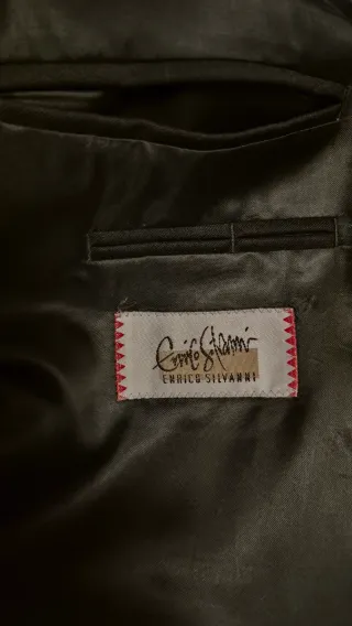 Traje cruzado italiano caballero negro de lana