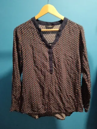 Blusa vintage Dressing estampado azul talla L