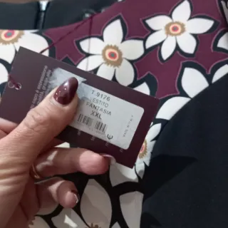 Vestito Elegante Nero e Bordeaux Taglia XXL