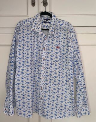 Camisa Spagnolo Estampada Azul y Blanca