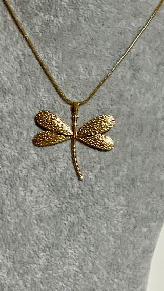 Colar com pingente de libélula dourado