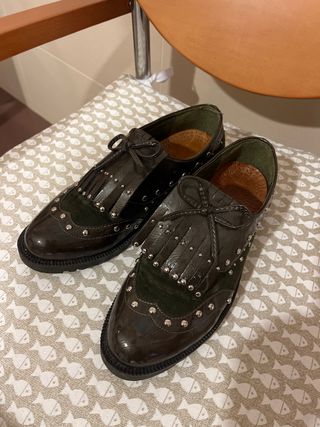 Zapatos de invierno verde oscuro