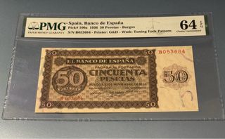 50 Pesetas España 1936 Burgos PMG 64 EPQ