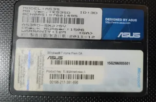 Portátil Asus A53S i7 8GB RAM