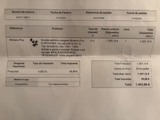 Scooter eléctrica plegable Modena Plus
