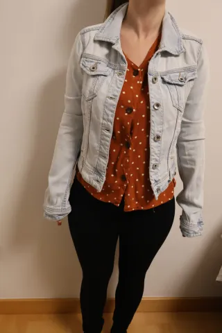 Cazadora vaquera corta mujer azul claro