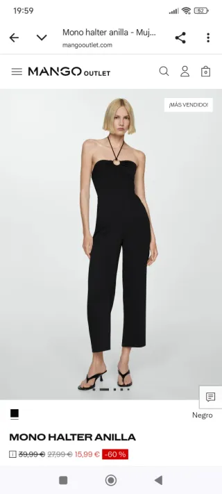 Mono Mango Negro Talla L Nuevo con Etiqueta