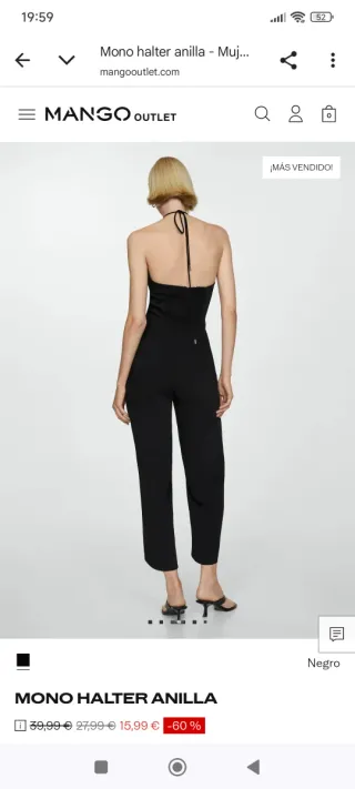 Mono Mango Negro Talla L Nuevo con Etiqueta