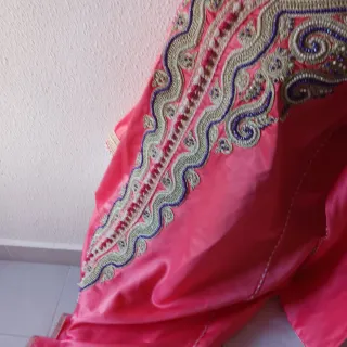 Caftán Marroquí Talla Única Dorado y Rosa
