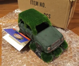 Adorno coche acuario con musgo