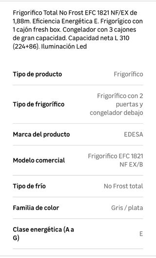 Nevera Inox edesa. Tiene un pequeño golpe