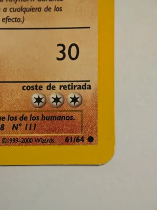 Carta TCG Pokémon Rhyhorn 61/64 Edición 1