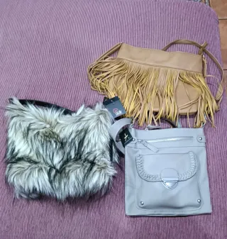 Lote 3 Bolsos Señora Marrón y Gris