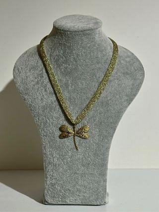 Colar Dourado Pingente Libélula