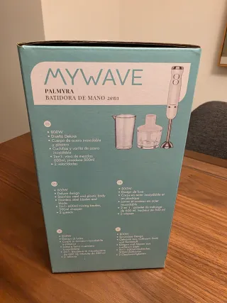 Batidora de mano con vaso y picadora