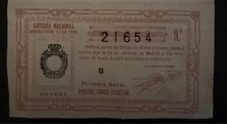 Lotería Nacional 1928 - Décimos