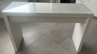 Consola escritorio cristal y madera