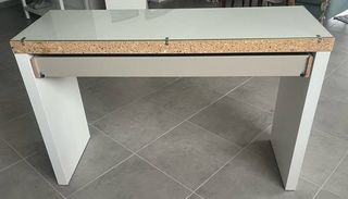 Consola escritorio cristal y madera