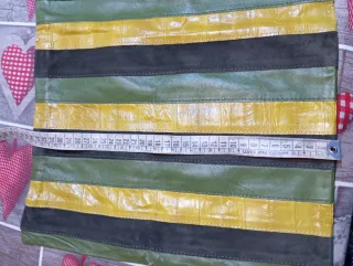 Copricuscino patchwork pelle verde giallo