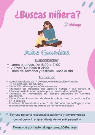 Niñera / Canguro en Málaga