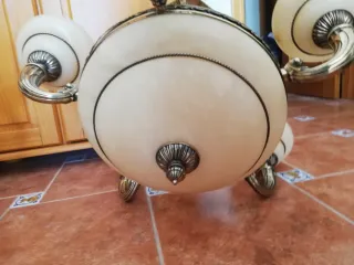 2 Lámparas Alabastro y Bronce