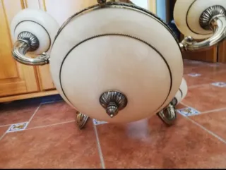 2 Lámparas Alabastro y Bronce