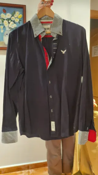 Camisa GIAN FIORE Azul y Roja