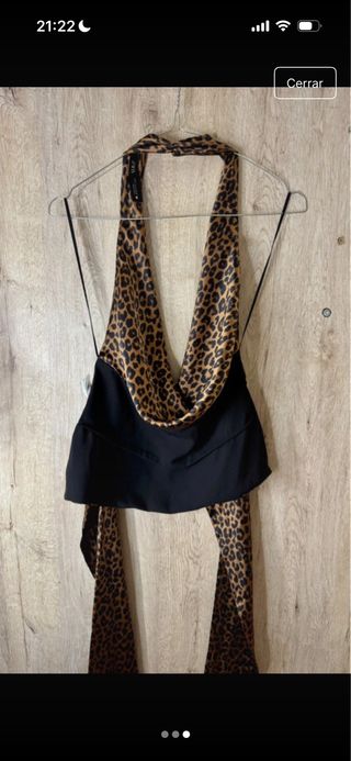 Top Zara Leopardo Espalda Descubierta Talla Única