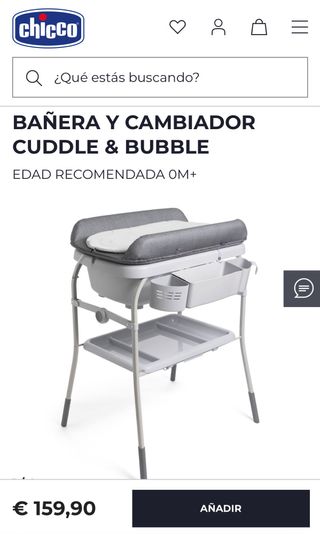 Bañera y cambiador Chicco Cuddle & Bubble