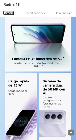 Xiaomi Redmi 15 sin abrir. 7000mAh batería+ FHD+