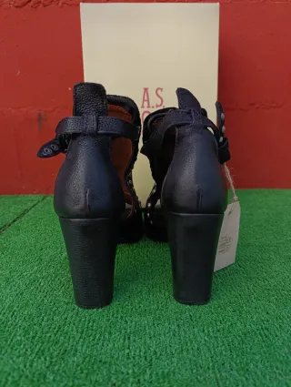 Sandalias A.S.98 Mujer T.41 Negras Tachuelas