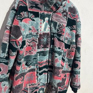 Giacca pile vintage uomo patchwork