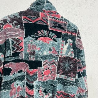 Giacca pile vintage uomo patchwork