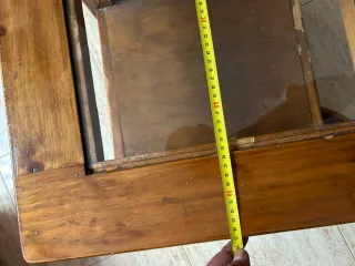 Mesa auxiliar madera maciza y cristal rústica