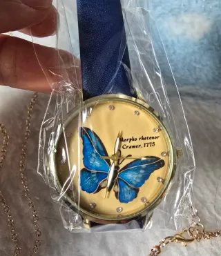 Conjunto bisutería mariposa azul y dorado