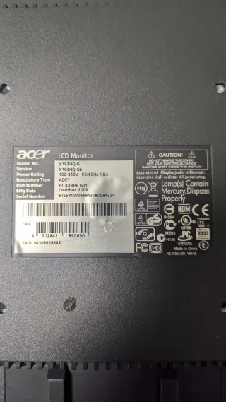 Monitor Acer sin soporte