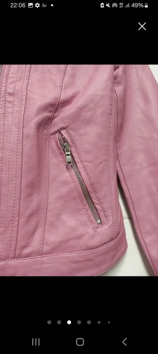 Cazadora polipiel rosa talla S