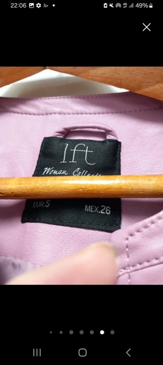 Cazadora polipiel rosa talla S