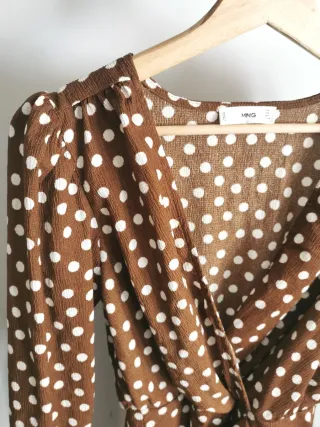 Vestido Mango Marrón Lunares