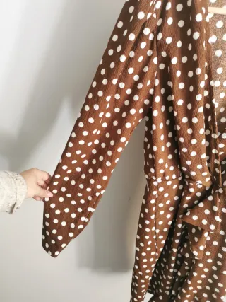 Vestido Mango Marrón Lunares