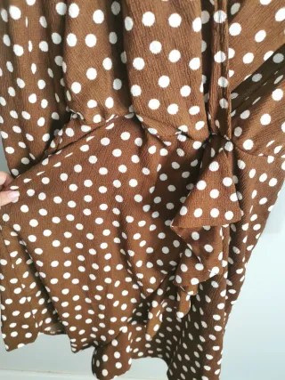 Vestido Mango Marrón Lunares