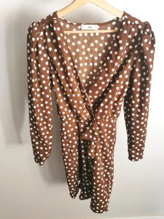 Vestido Mango Marrón Lunares