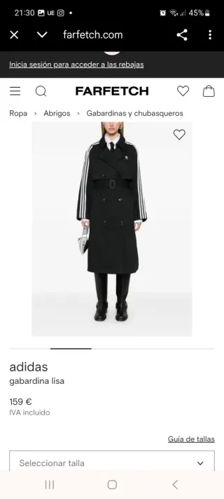 Abrigo Adidas Negra Talla M