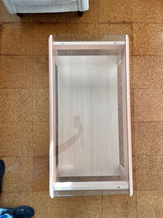 Mesa centro madera y cristal con cajones