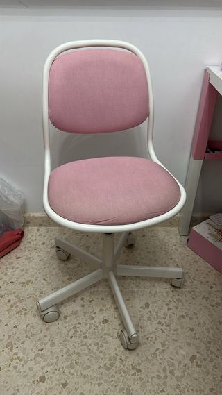 Escritorio y Silla infantil rosa y blanca