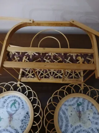 Set sottobicchieri in bambù intrecciato anni 60-70