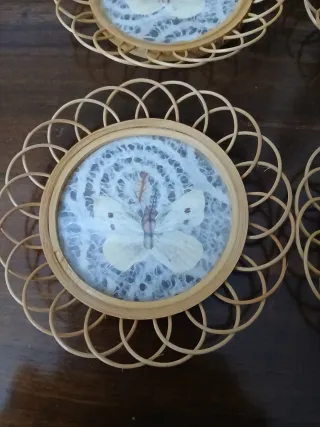 Set sottobicchieri in bambù intrecciato anni 60-70