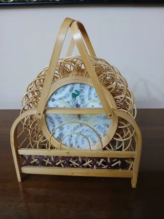 Set sottobicchieri in bambù intrecciato anni 60-70