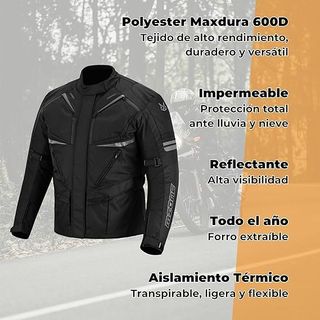 Chaqueta Moto Hombre 4 Estaciones Negra