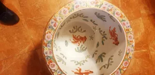Jarrón de cerámica porcelana con flores dorado bri